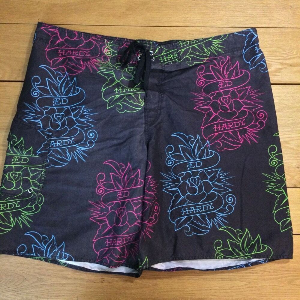 Ed Hardy swim trunks men’s black xxl